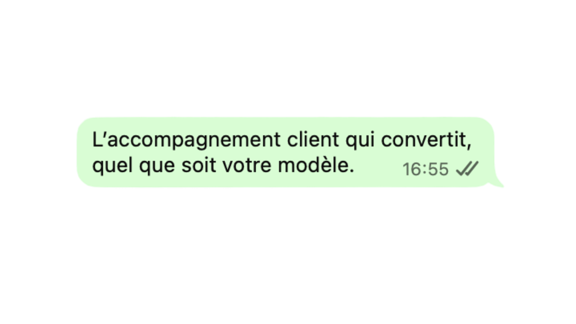 Message WhatsApp d'accompagnement client