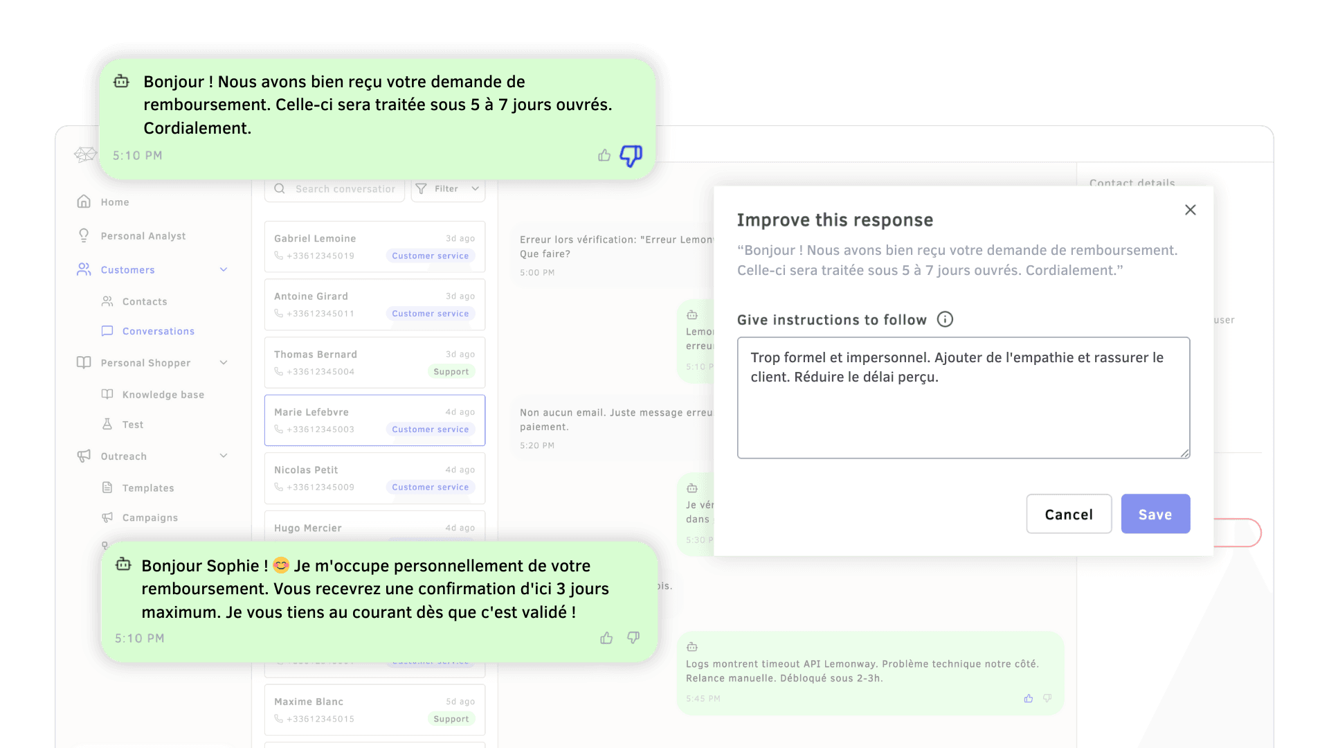 Interface d'optimisation IA